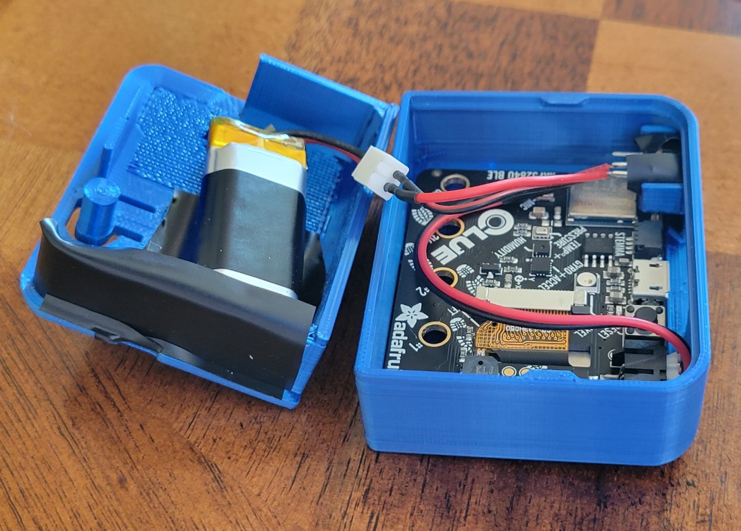 3D printed case, open with view of the inside.
